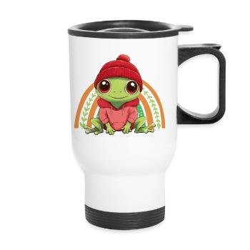 Frog Cute Cute Baby Kids Animal Cartoon - Thermal mug with handle - white - Front