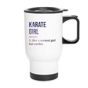 Karate - Thermobecher mit Tragegriff - Weiß - Vorne