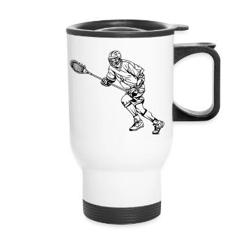 Lacrosse Player Sketch - Thermal mug with handle - white - Front
