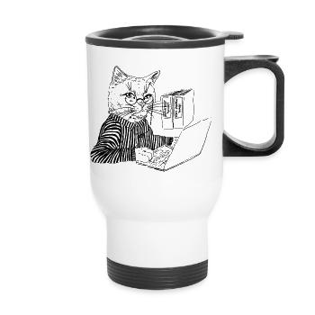 OFFICE KITTY - Thermal mug with handle - white - Front