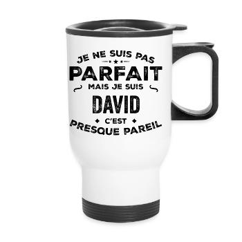 David – A First Name, a Funny and Proud Legend - Thermal mug with handle - white - Front