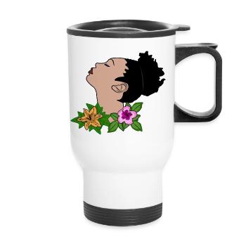 Portrait vectoriel - Tasse isotherme avec poignée - blanc - Devant