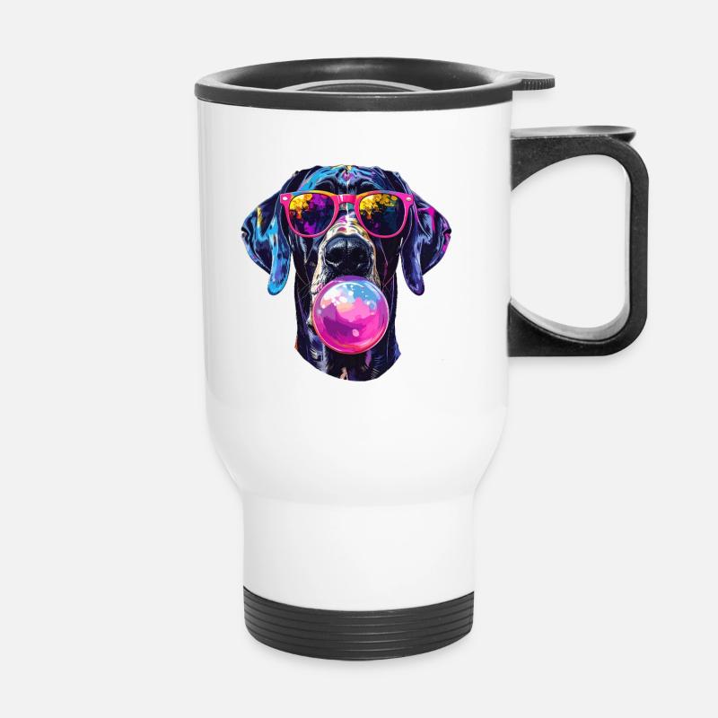 Great Dane with Chewing Gum - Thermal mug with handle - white