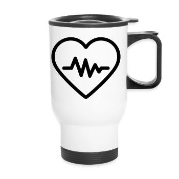 battement de coeur - Tasse isotherme avec poignée - blanc - Devant