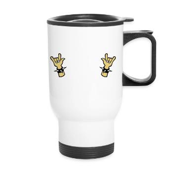 Diable cornes métal Inscrivez deux doigts - Tasse isotherme avec poignée - blanc - Devant