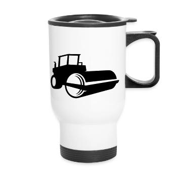 Rouleau compresseur Shadow - 1 vecteur de couleur - Tasse isotherme avec poignée - blanc - Devant