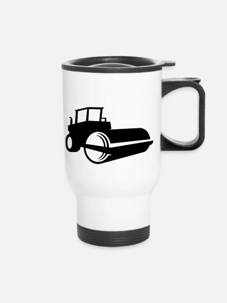 Rouleau compresseur Shadow - 1 vecteur de couleur - Tasse isotherme avec poignée - blanc