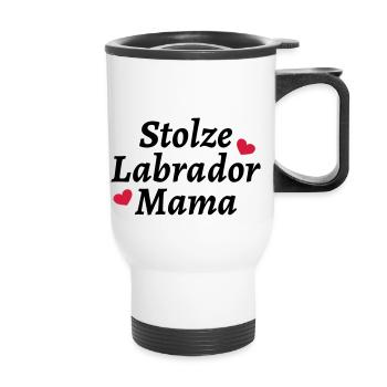 Stolze Labrador Mama - Thermobecher mit Tragegriff - Weiß - Vorne