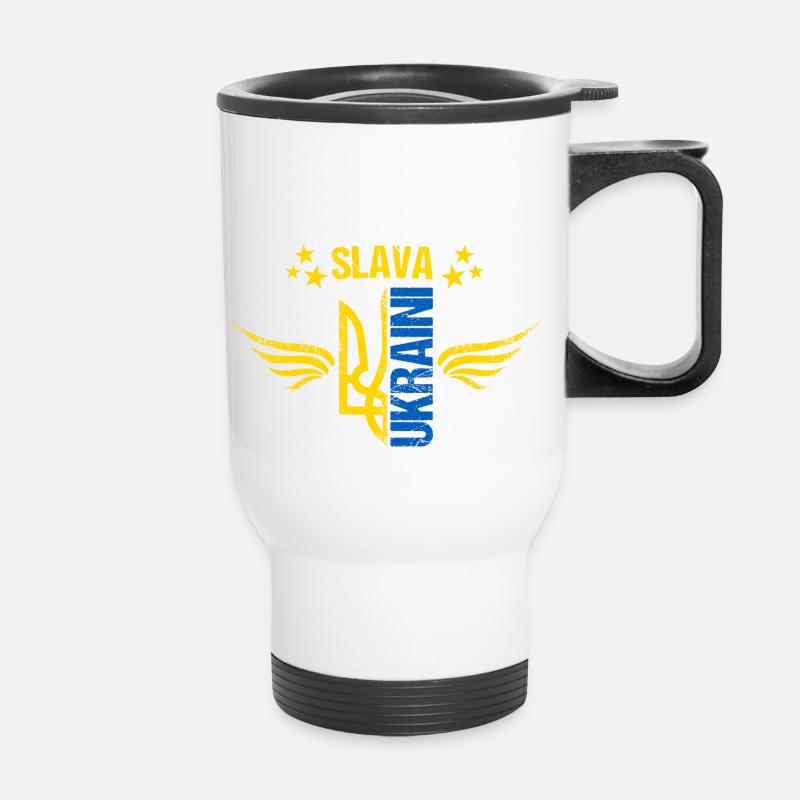Ukraine Glory and Honor - Thermal mug with handle - white