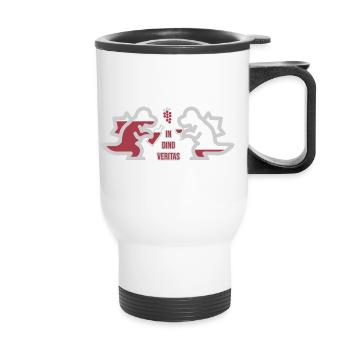 In Dino Veritas (Dinosaurier-Wein-Edition) - Thermobecher mit Tragegriff - Weiß - Vorne