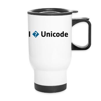I Love Unicode / I Hate Unicode / I ? Unicode - Thermobecher mit Tragegriff - Weiß - Vorne