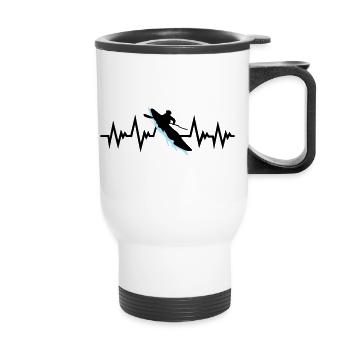 Kayaking, Kayaking & Pulse Heartbeat - Kayaking - Thermal mug with handle - white - Front