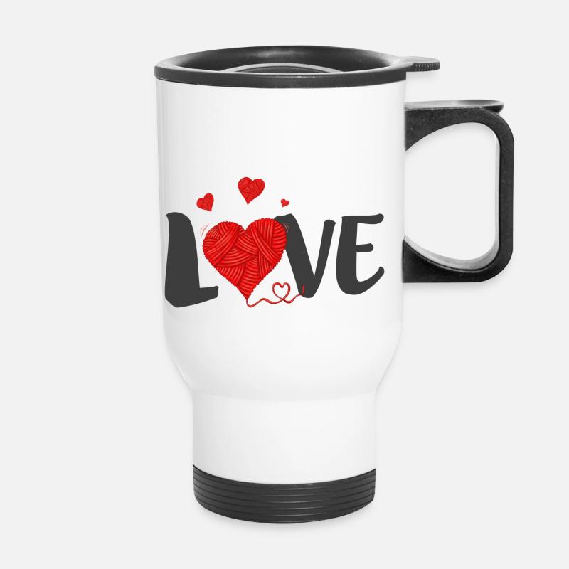 LOVE - Thermal mug with handle - white