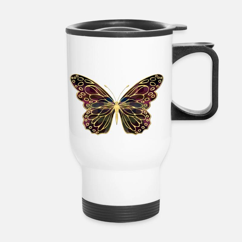 Schmetterling - Thermobecher mit Tragegriff - Weiß