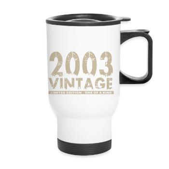 Jahrgang 2003 Bursdag - Unikat - Thermobecher mit Tragegriff - Weiß - Vorne