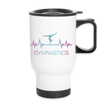 Gymnastics, Gymnast, Pulse ECG, Heartbeat - Thermal mug with handle - white - Front