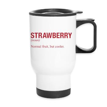 STRAWBERRY Erdbeere - Thermobecher mit Tragegriff - Weiß - Vorne