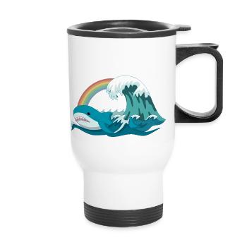 Pride Blahaj with Rainbow - Thermal mug with handle - white - Front