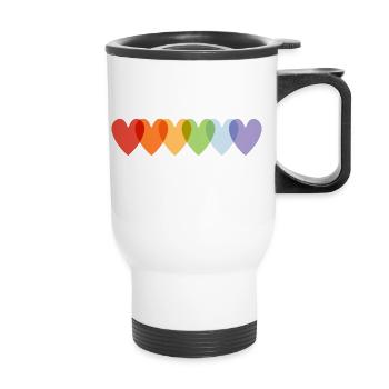 Fierté des cœurs arc-en-ciel - Tasse isotherme avec poignée - blanc - Devant