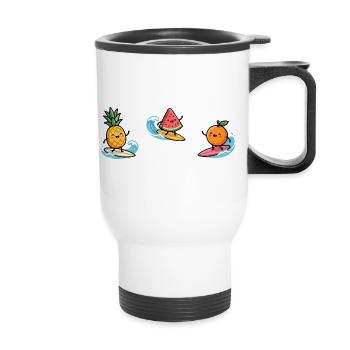 Fruit Cocktail Surfer : Divertissement Tropical Summer - Tasse isotherme avec poignée - blanc - Devant