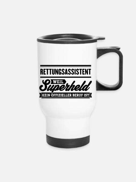 Superheld Rettungsassistent - Thermobecher mit Tragegriff - Weiß