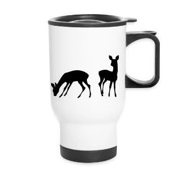 Rehe - Thermobecher mit Tragegriff - Weiß - Vorne