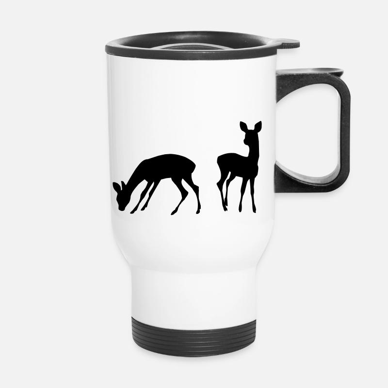 Rehe - Thermobecher mit Tragegriff - Weiß