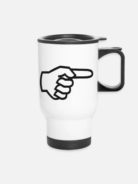 Zeigefinger rechts - Thermobecher mit Tragegriff - Weiß
