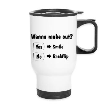 Wanna make out - Thermal mug with handle - white - Front
