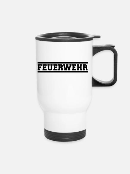 Feuerwehr - Thermobecher mit Tragegriff - Weiß