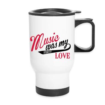 Music mean what my first love - music, first love - Thermal mug with handle - white - Front