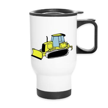 Chenille de chantier - Tasse isotherme avec poignée - blanc - Devant
