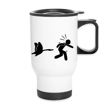 attaque oiseau - Tasse isotherme avec poignée - blanc - Devant