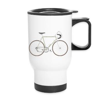 Retro racing bike / vintage racing bike - Thermal mug with handle - white - Front
