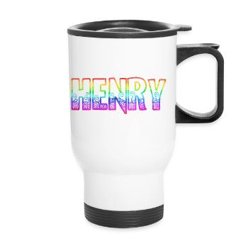 henry rs regenbogen - Thermobecher mit Tragegriff - Weiß - Vorne