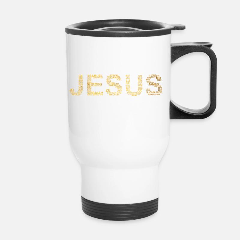 Jesus Golden - Thermal mug with handle - white