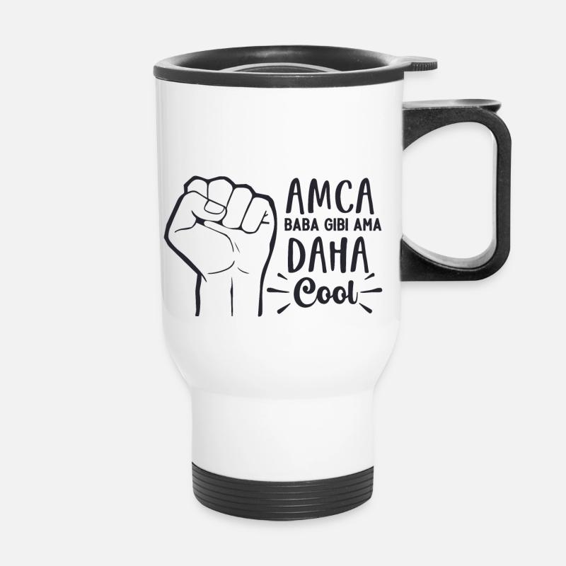 Amca Baba Gibi Ama Daha Cool - Thermal mug with handle - white