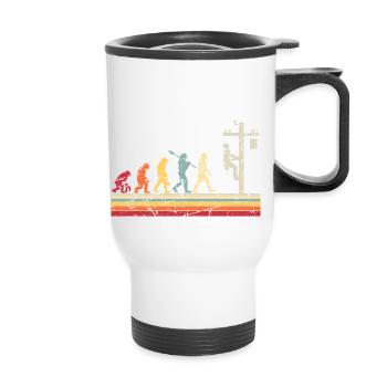 Elektriker Human Evolution Vintage Lineman - Thermobecher mit Tragegriff - Weiß - Vorne