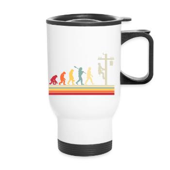 Elektriker Human Evolution Vintage Lineman - Thermobecher mit Tragegriff - Weiß - Vorne