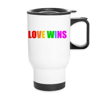 Love wins - Thermobecher mit Tragegriff - Weiß - Vorne