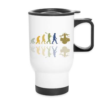 Evolution de l’homme Drums Band Retro Vintage Drummer - Tasse isotherme avec poignée - blanc - Devant