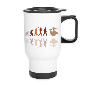 Evolution of man Drums Band Retro Vintage Drummer - Thermobecher mit Tragegriff - Weiß - Vorne