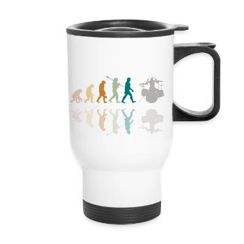 Evolution de l’homme Drums Band Retro Vintage Drummer - Tasse isotherme avec poignée - blanc - Devant