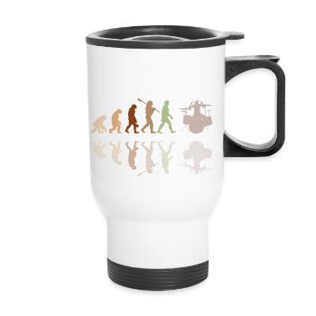 Evolution de l’homme Drums Band Retro Vintage Drummer - Tasse isotherme avec poignée - blanc - Devant