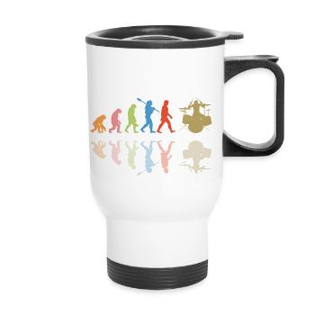 Evolution de l’homme Drums Band Retro Vintage Drummer - Tasse isotherme avec poignée - blanc - Devant