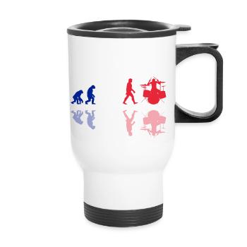 Evolution de l’homme Drums Band Retro Vintage Drummer - Tasse isotherme avec poignée - blanc - Devant