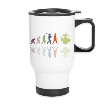 Evolution de l’homme Drums Band Retro Vintage Drummer - Tasse isotherme avec poignée - blanc - Devant