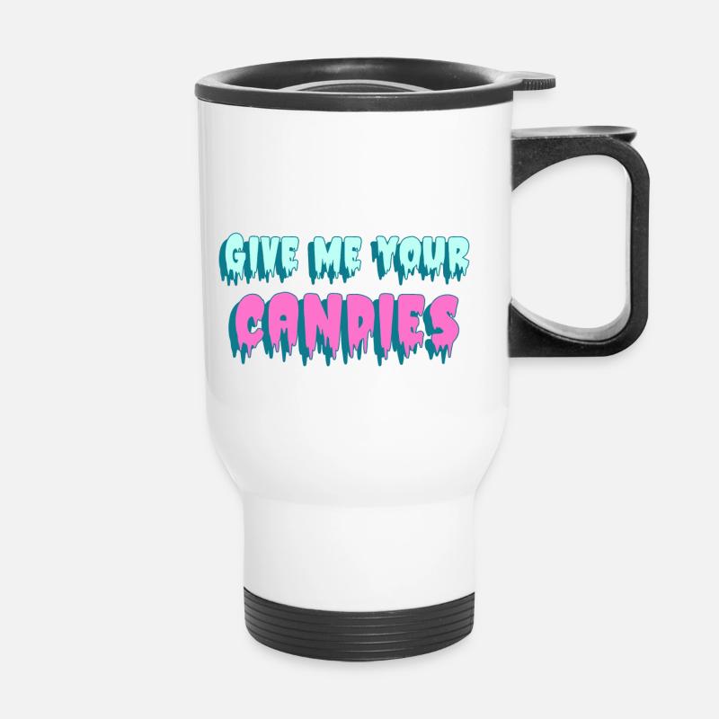 Halloween Candy Candies Saying Gift Idea - Thermal mug with handle - white