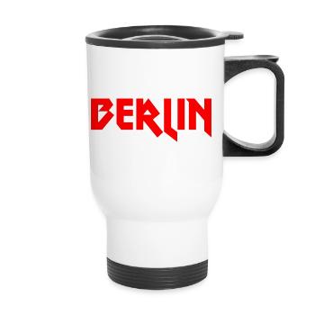 Modisches Heimat BERLIN Metal-Design - Thermobecher mit Tragegriff - Weiß - Vorne
