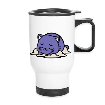 bébé chat qui dort - Tasse isotherme avec poignée - blanc - Devant